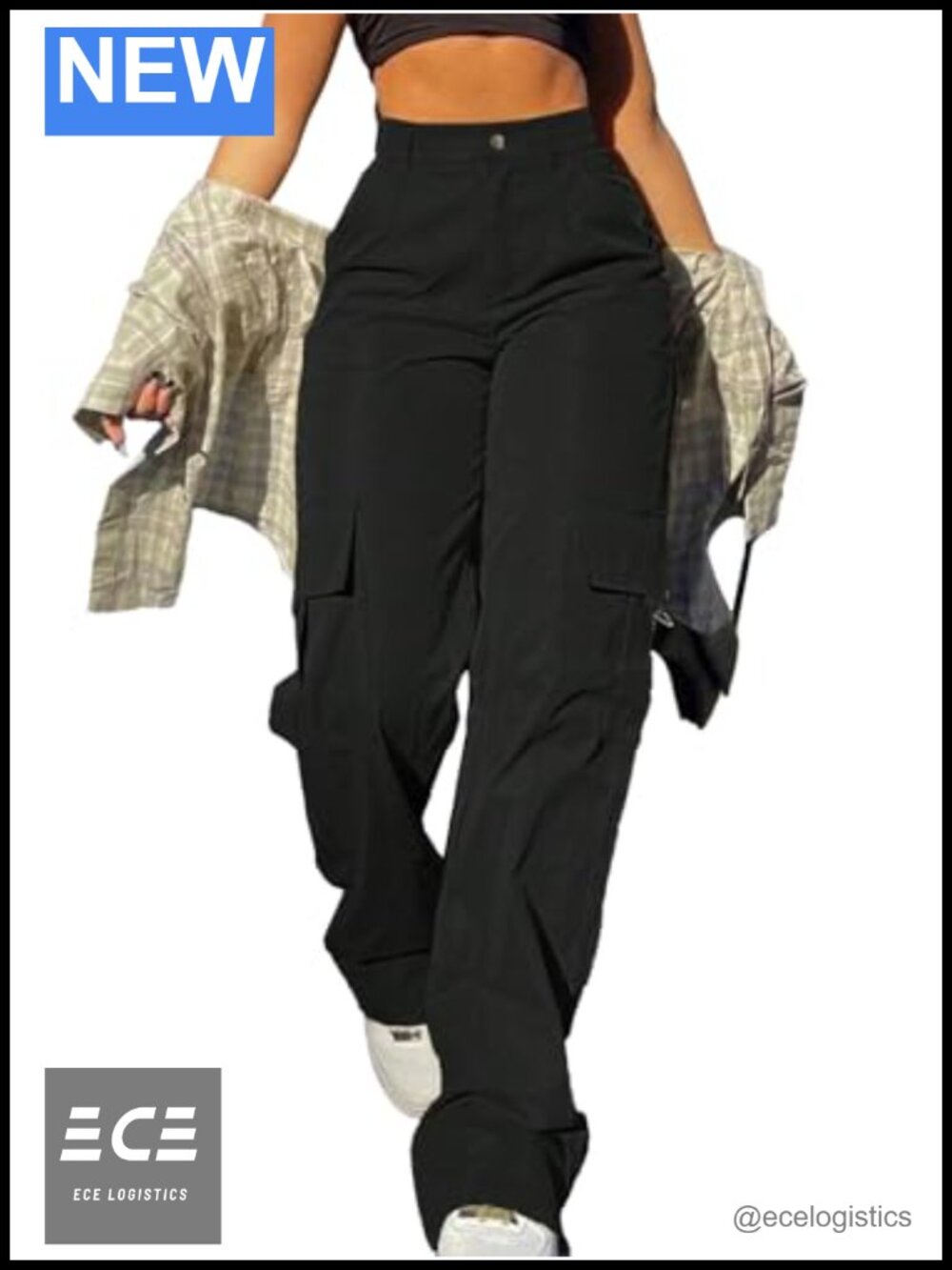 Women's High Waisted Wide Leg Cargo Pants Stretchy Baggy Y2K Streetwear